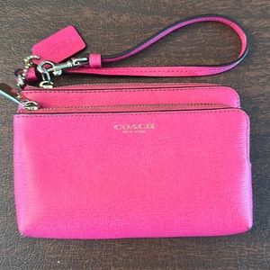 Hot fuschia leather Coach wallet/wristlet